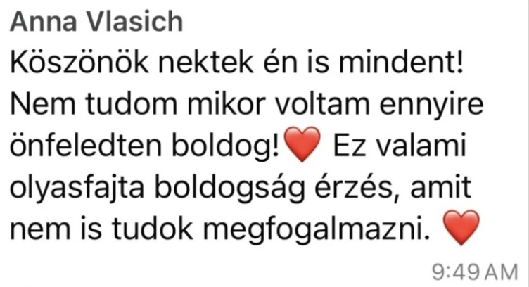 Anna Vlasich visszajelzése